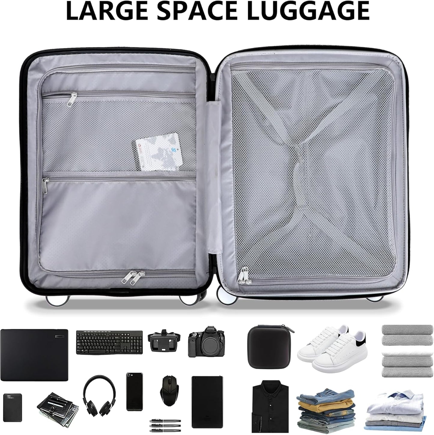 Hard Shell Luggage Set 20"+28", Expandable Design, PC Material Suitcase with TSA Lock, Quiet Spinner Wheels, Carry On & Checked Luggage 2 Piece Set image 7