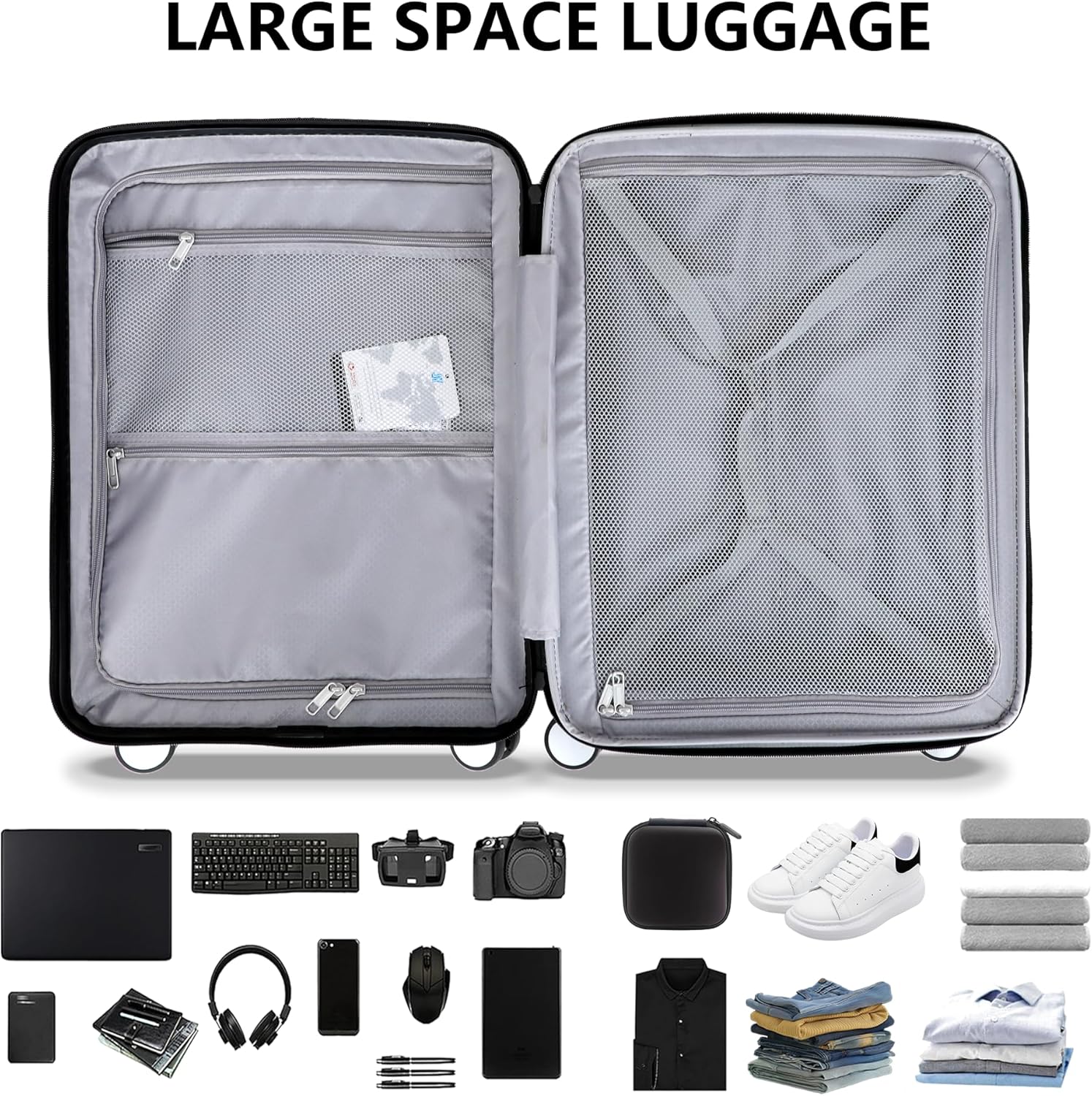 Hard Shell Luggage Set 20"+28", Expandable Design, PC Material Suitcase with TSA Lock, Quiet Spinner Wheels, Carry On & Checked Luggage 2 Piece Set image 7
