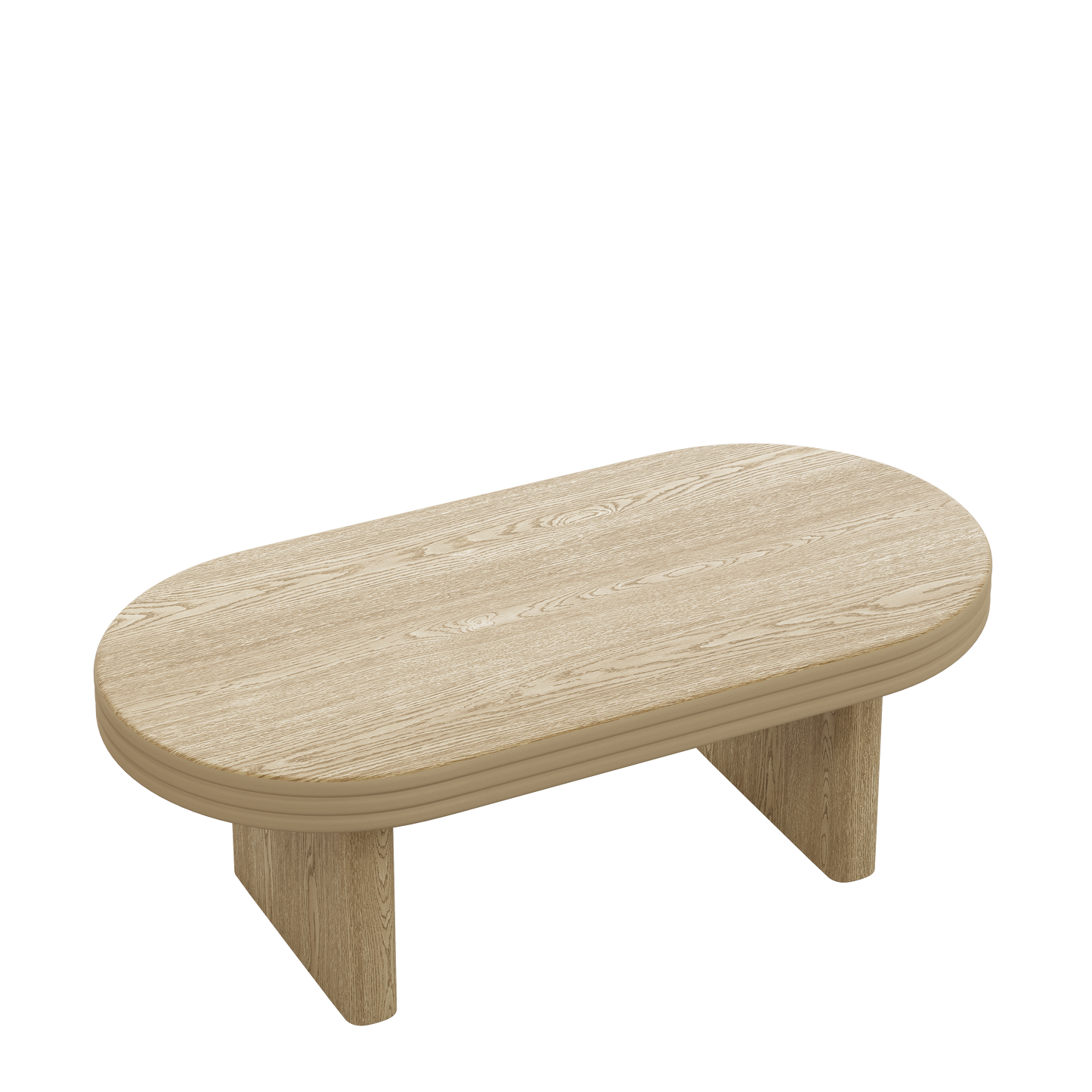 Mid Century Modern Oval Fluted Coffee Table, Farmhouse Wood Coffee Table, Cocktail Table, Center Table for Living Room, Office, Home Decor(Natural, 23.62" D x 47.24" W x 16.34" H) image 7