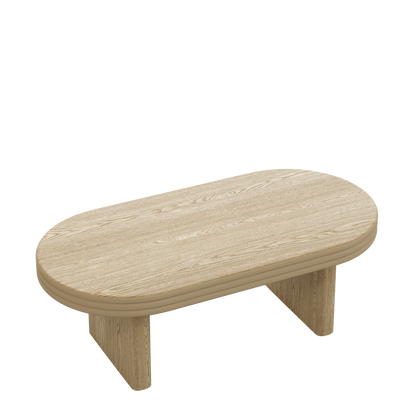Mid Century Modern Oval Fluted Coffee Table, Farmhouse Wood Coffee Table, Cocktail Table, Center Table for Living Room, Office, Home Decor(Natural, 23.62" D x 47.24" W x 16.34" H) image 7