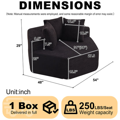 54-inch Modern-style hexagonal single lounge chair, featuring versatile arrangements and a modular design; this chenille-upholstered sofa is ideal for lounges, game rooms, living rooms, and bedrooms. image 4