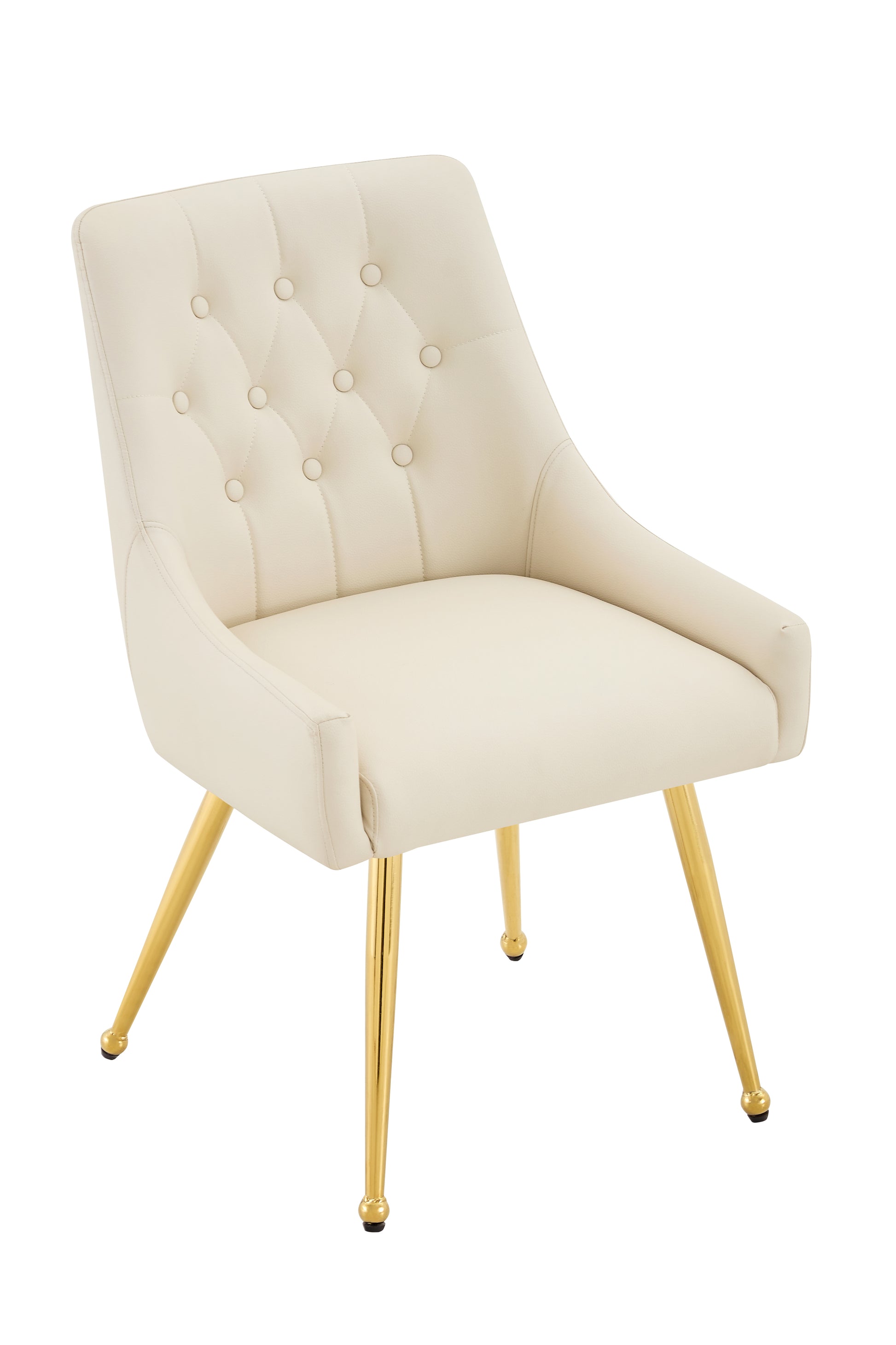 Leather Upholstered Modern Dining Chair with Diamond Tufted Button Back - Dining Room Negotiation Room Cafe Office Accent Chair (Off White, Set of 2) image 12