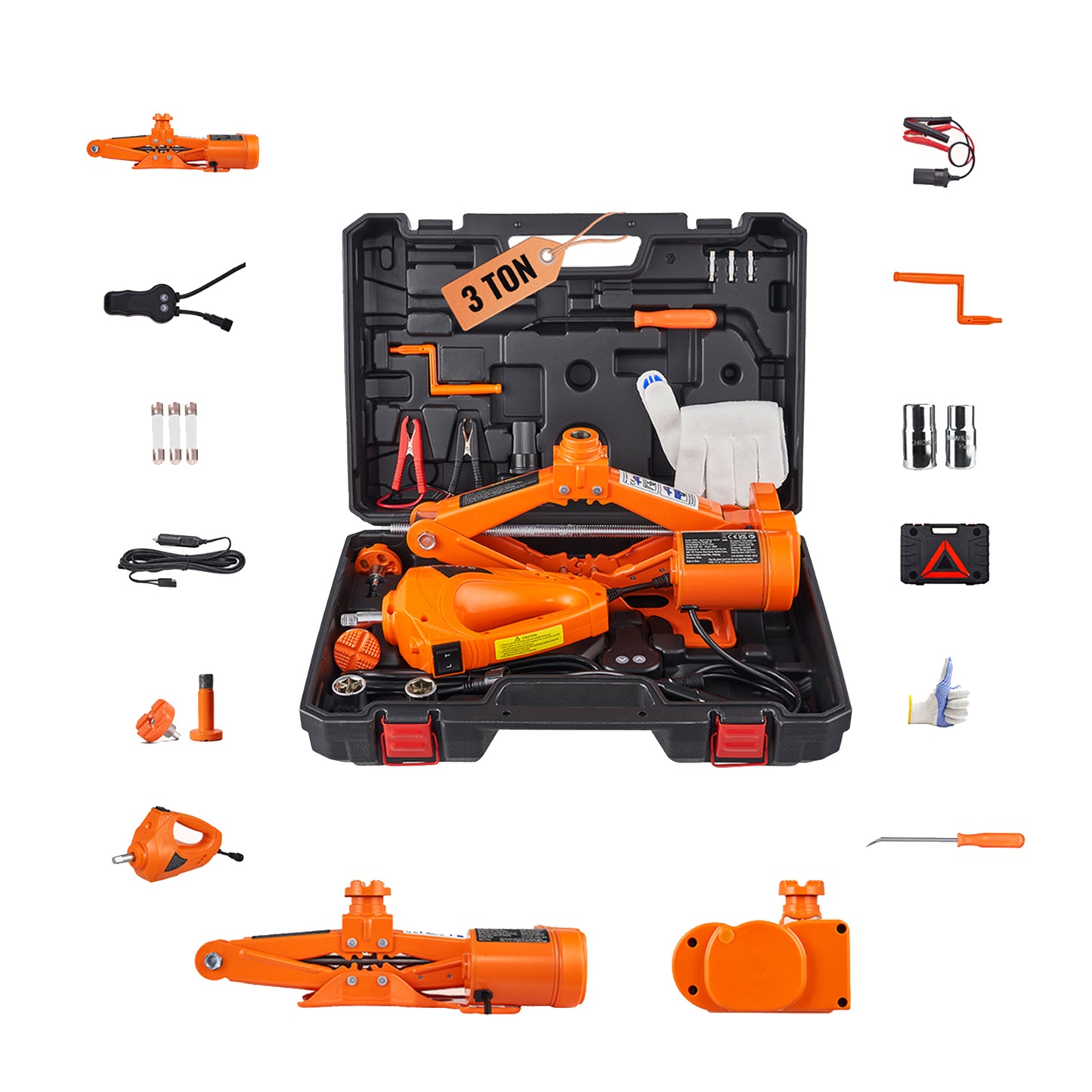 Electric Car Jack, 3 Tons /6600 lbs Scissor Jack with Electric Impact Wrench, 12V Car Jack with Double Saddles with Remote Control, Portable Car Jack Lifting for Sedan, SUV, Truck Tire Change image 1