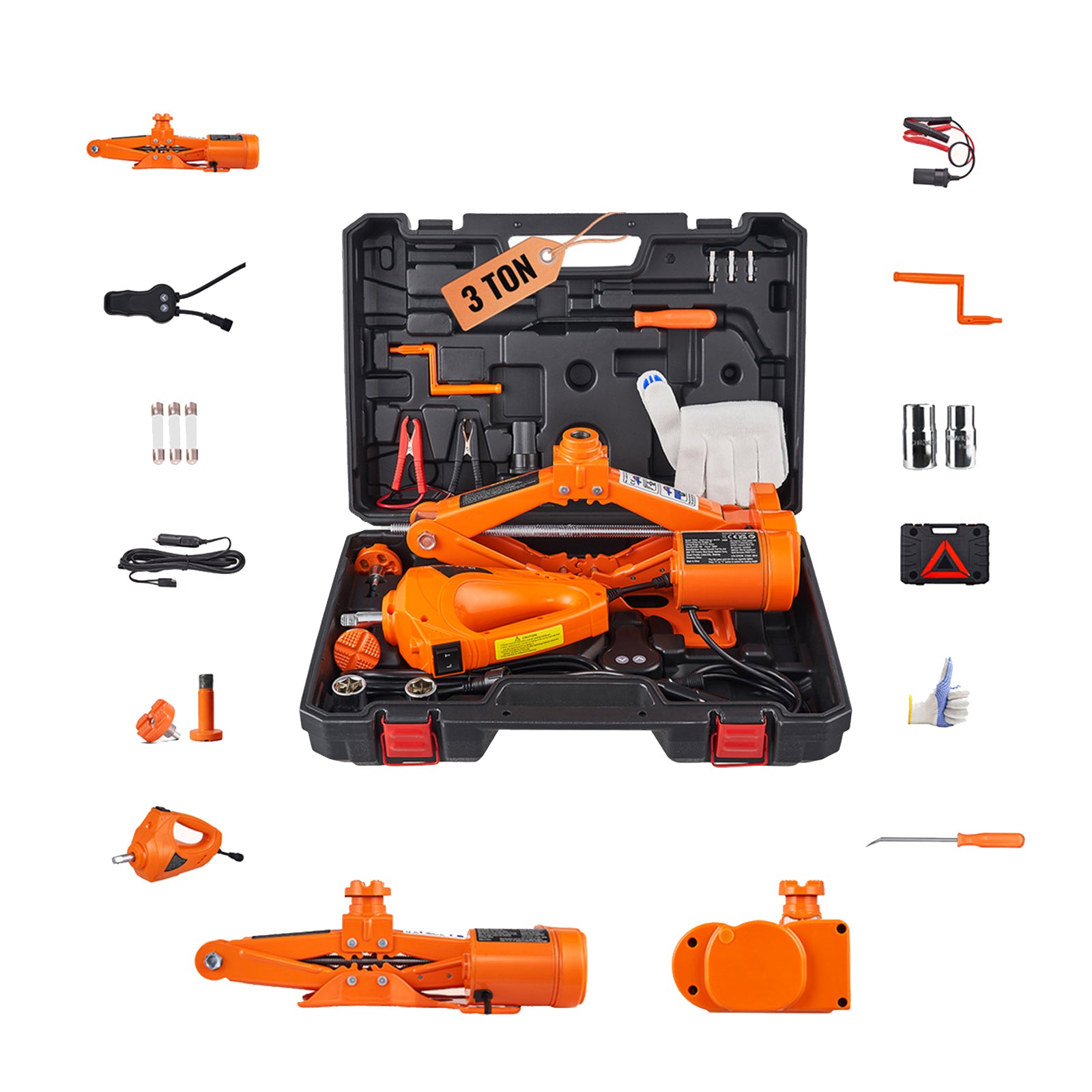 Electric Car Jack, 3 Tons /6600 lbs Scissor Jack with Electric Impact Wrench, 12V Car Jack with Double Saddles with Remote Control, Portable Car Jack Lifting for Sedan, SUV, Truck Tire Change image 1