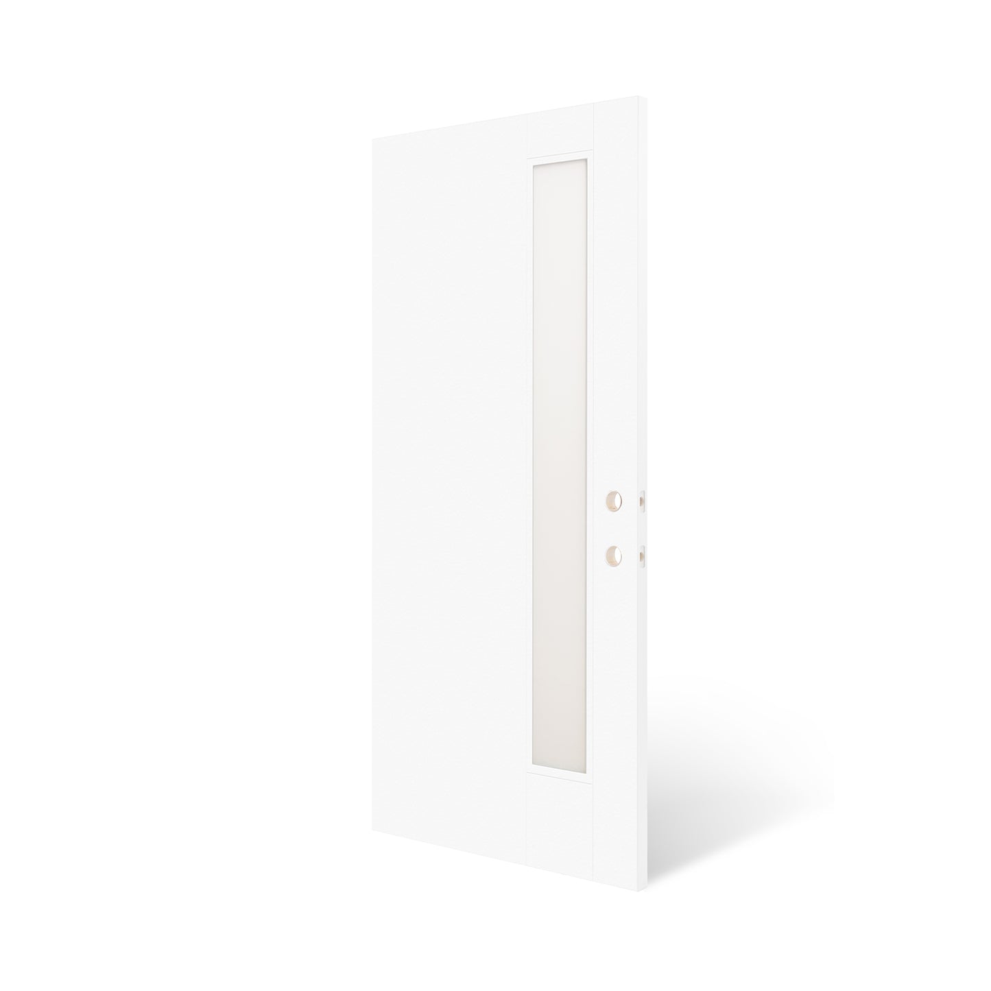 36"x80" Fiberglass Front Door with White 4-9/16" PVC Frame,Left-Hand Inswing Exterior Door with Brickmould,Contemporary minimalist smooth skin with frosted glass for Home Entrance,White image 6
