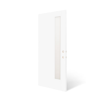 36"x80" Fiberglass Front Door with White 4-9/16" PVC Frame,Left-Hand Inswing Exterior Door with Brickmould,Contemporary minimalist smooth skin with frosted glass for Home Entrance,White image 6