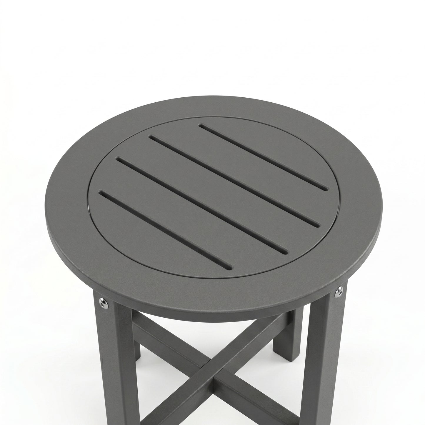 Gray HDPE Round Outdoor Side Table, 18 in. Dia. x 17 in. H, Small All-Weather Patio End Table, 1 Piece image 12
