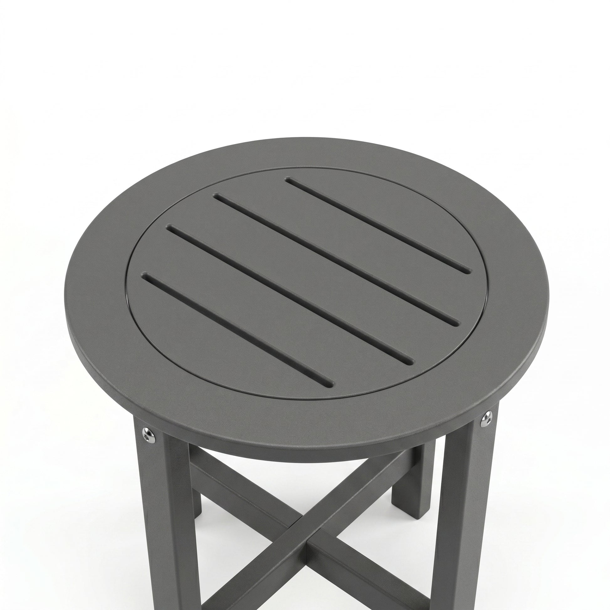 Gray HDPE Round Outdoor Side Table, 18 in. Dia. x 17 in. H, Small All-Weather Patio End Table, 1 Piece image 12