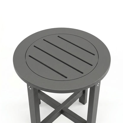 Gray HDPE Round Outdoor Side Table, 18 in. Dia. x 17 in. H, Small All-Weather Patio End Table, 1 Piece image 12