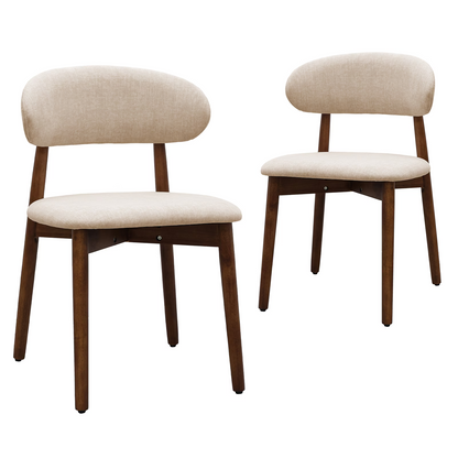 Light Camel Flannelette Upholstered Dining Chair with Walnut Solid Wood Legs, Armless Chair Set of 2 for Kitchen, Restaurant, Living, Meeting Room image 1