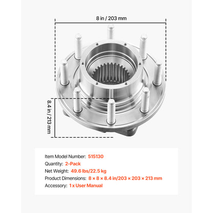 2PCS Front Wheel Bearing & Hub Assembly Fit for 2016 Ford F-250 Super Duty Base King Ranch Lariat Platinum XL Crew Cab Pickup 4-Door OEM 515130, Wheel Bearing Hub Assembly Set with ABS Sensor image 9