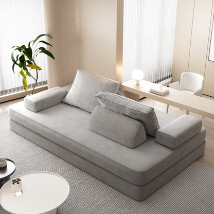 86.6"Multifunctional Convertible Sofa Bed w/2 Removable Backrests and 2 Pillows,Fluffy Chenille Fabric Sofa,Chaise Lounge,Game Pad,DIY Modern Upholstered Couch,Deep Seat Couch for Living Room,Office image 11