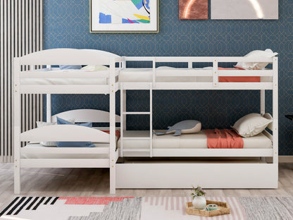 Twin L-Shaped Bunk bed with Trundle-White{OLD SKU:LT000024AAK} image 2