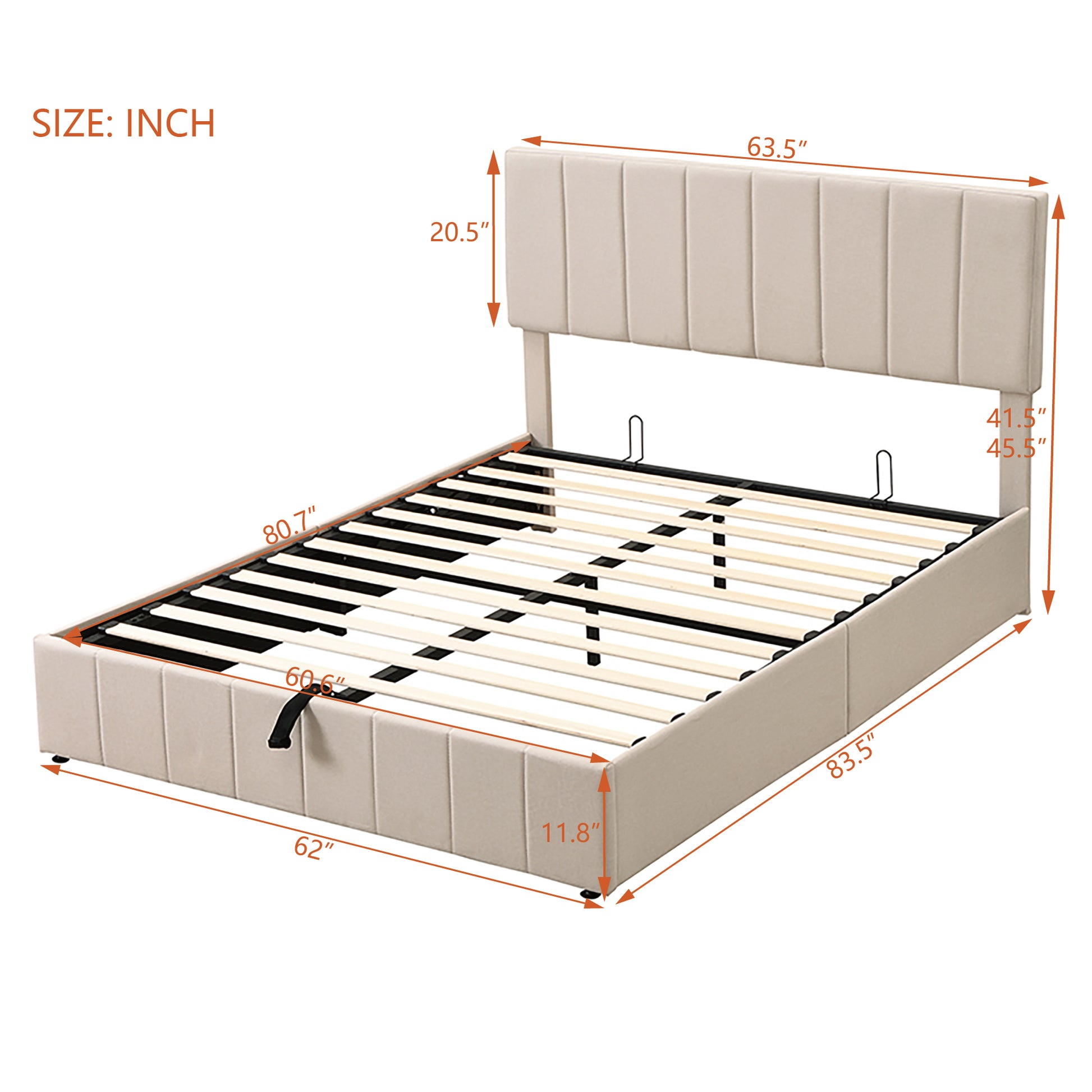 Queen size Upholstered Platform bed with a Hydraulic Storage System - Beige(OLD SKU: LP000211AAA) image 7