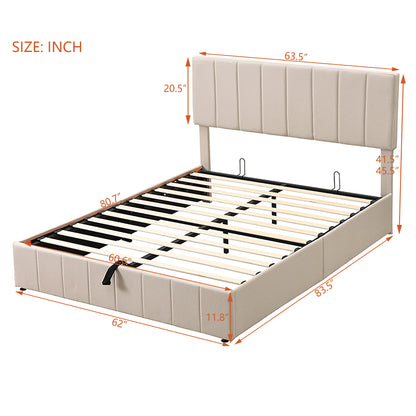 Queen size Upholstered Platform bed with a Hydraulic Storage System - Beige(OLD SKU: LP000211AAA) image 7