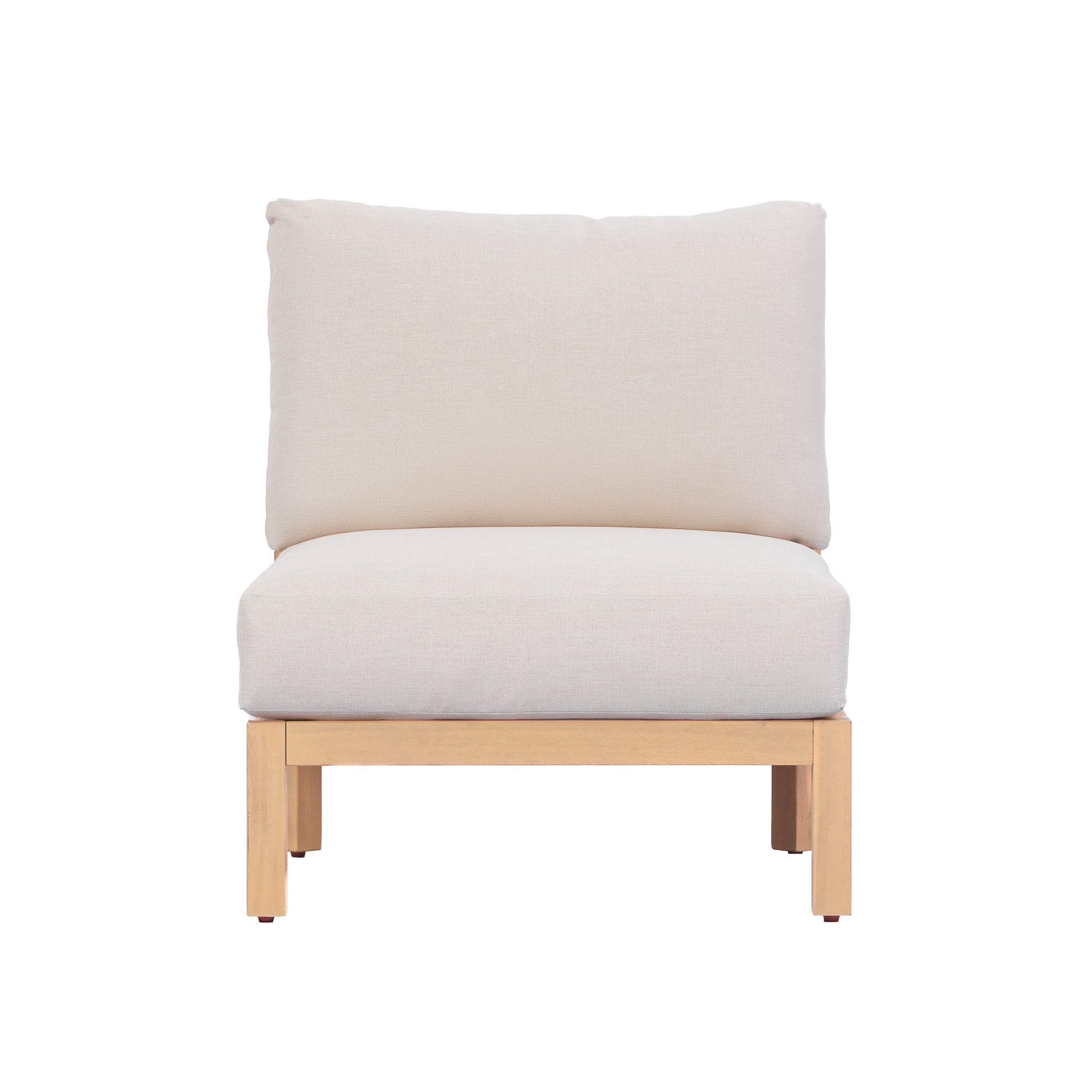 4 Piece Set Acacia wood Outdoor Sofa Set, outdoor rope-woven chair, deep seat design with soft cushion, suitable for porches, gardens, backyards, and balconies (Light Teak + Beige Rope + Beige Cushion image 8