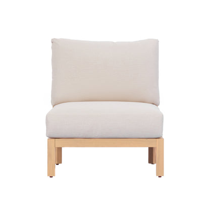 4 Piece Set Acacia wood Outdoor Sofa Set, outdoor rope-woven chair, deep seat design with soft cushion, suitable for porches, gardens, backyards, and balconies (Light Teak + Beige Rope + Beige Cushion image 8
