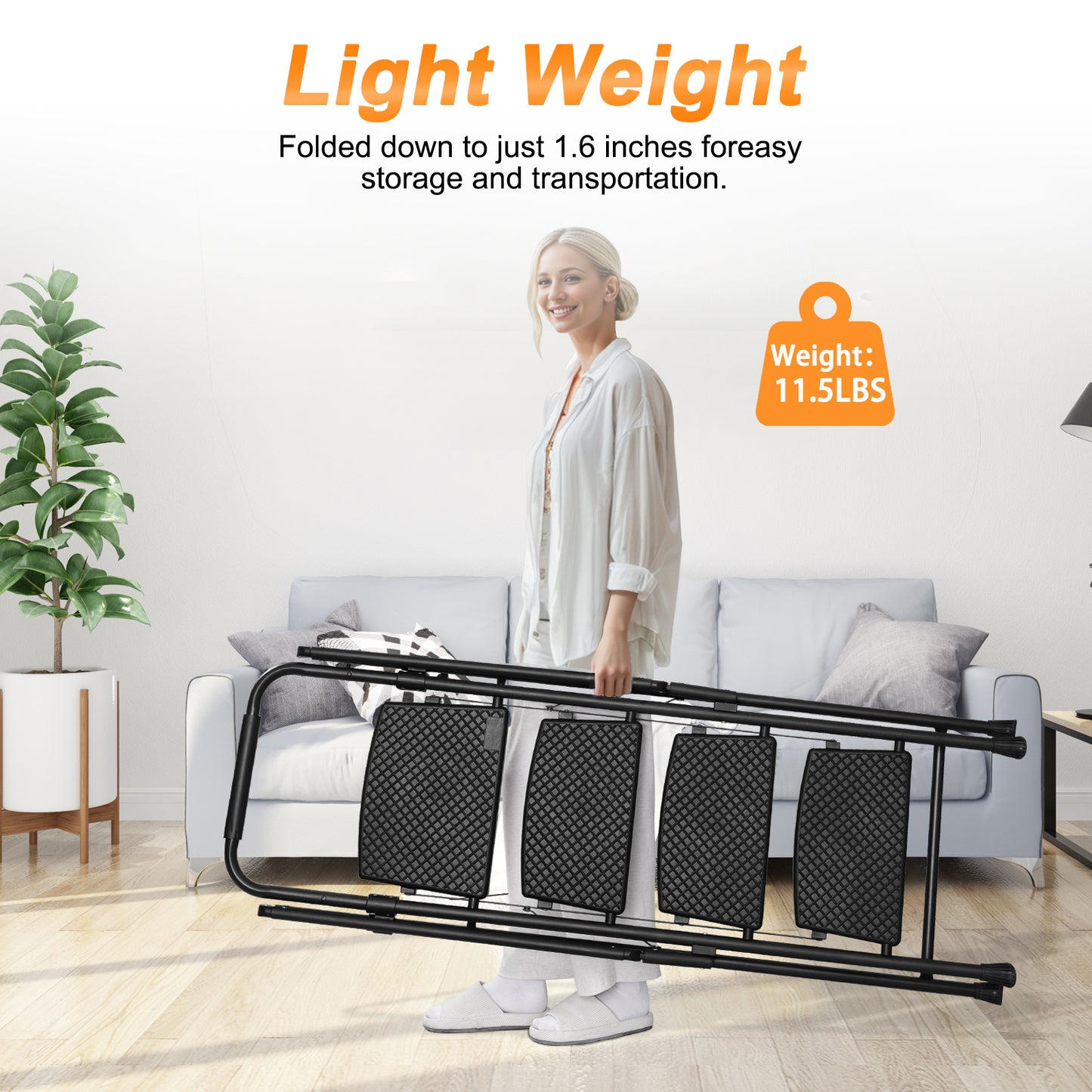 Four step ladder, lightweight folding four step stool, wide anti slip pedal and safety handle, sturdy steel ladder, multi-purpose step ladder, suitable for home, kitchen, and office elevators image 7