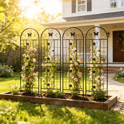 4 Pack Metal Garden Trellis 71" x 19.7" Rustproof Trellis for Climbing Plants Outdoor Flower Support Black image 5