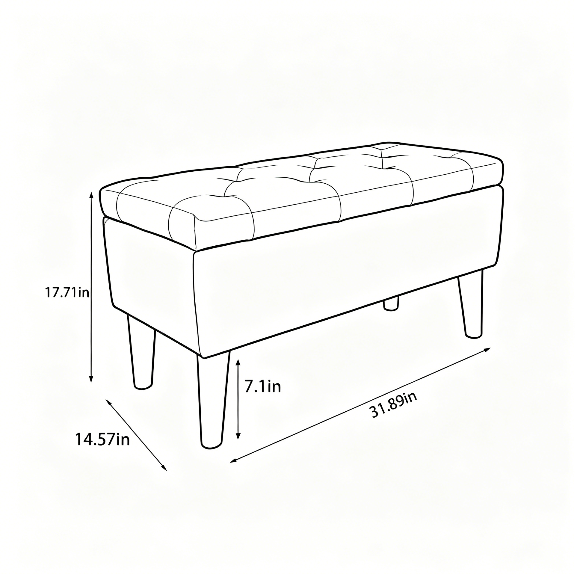 32" Wide Storage Ottoman Bench with Built-in Tray, Square Storage Ottoman for Extra Storage, Upholstered Footrest and End of Bed Bench, Perfect for Living Room, Bedroom, Sitting, Relaxing, Modern Stit image 12