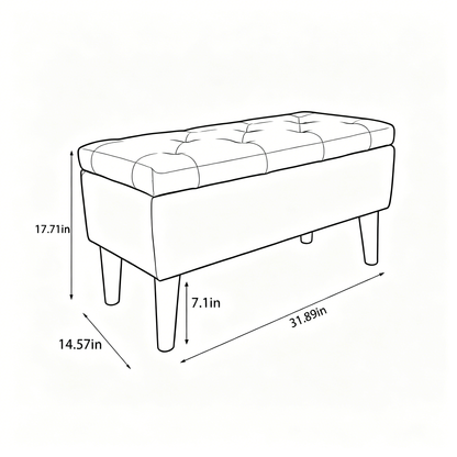 32" Wide Storage Ottoman Bench with Built-in Tray, Square Storage Ottoman for Extra Storage, Upholstered Footrest and End of Bed Bench, Perfect for Living Room, Bedroom, Sitting, Relaxing, Modern Stit image 12
