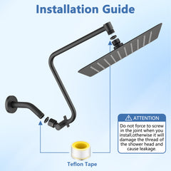 12-inch Adjustable High-Pressure Rain Shower Head for Relaxation