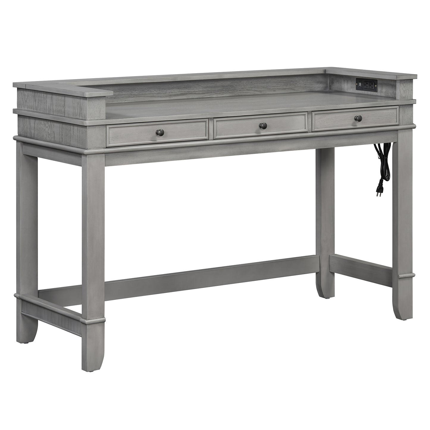 TREXM 4-Piece Dining Table Set for 3, Retro Kitchen Table and Chairs Set with 3 Storage Drawers, Ideal for Small Spaces (Light Grey) image 11