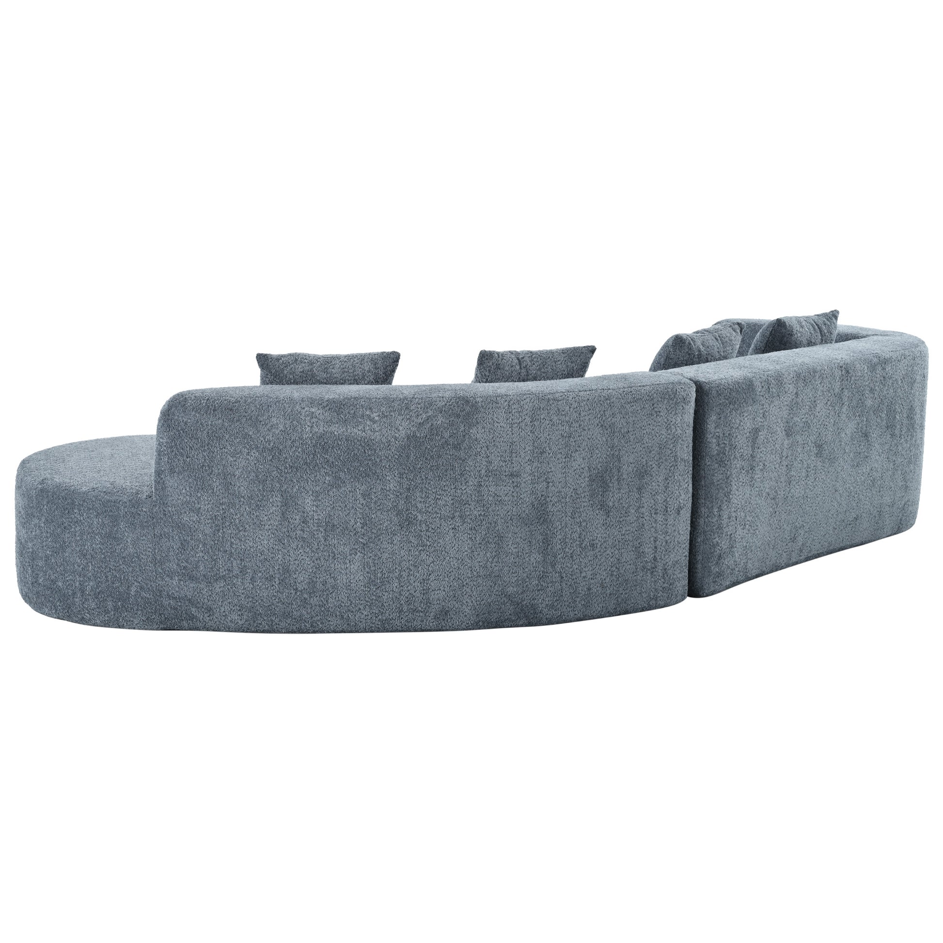 U_Style 132" Modern Sectional Sofa with Curved Design, 2-Piece Chenille Modular Couch with 4 Pillows, Plush Sponge & Spring Cushion, Large Sponge Modular Sofa for Living Room image 8