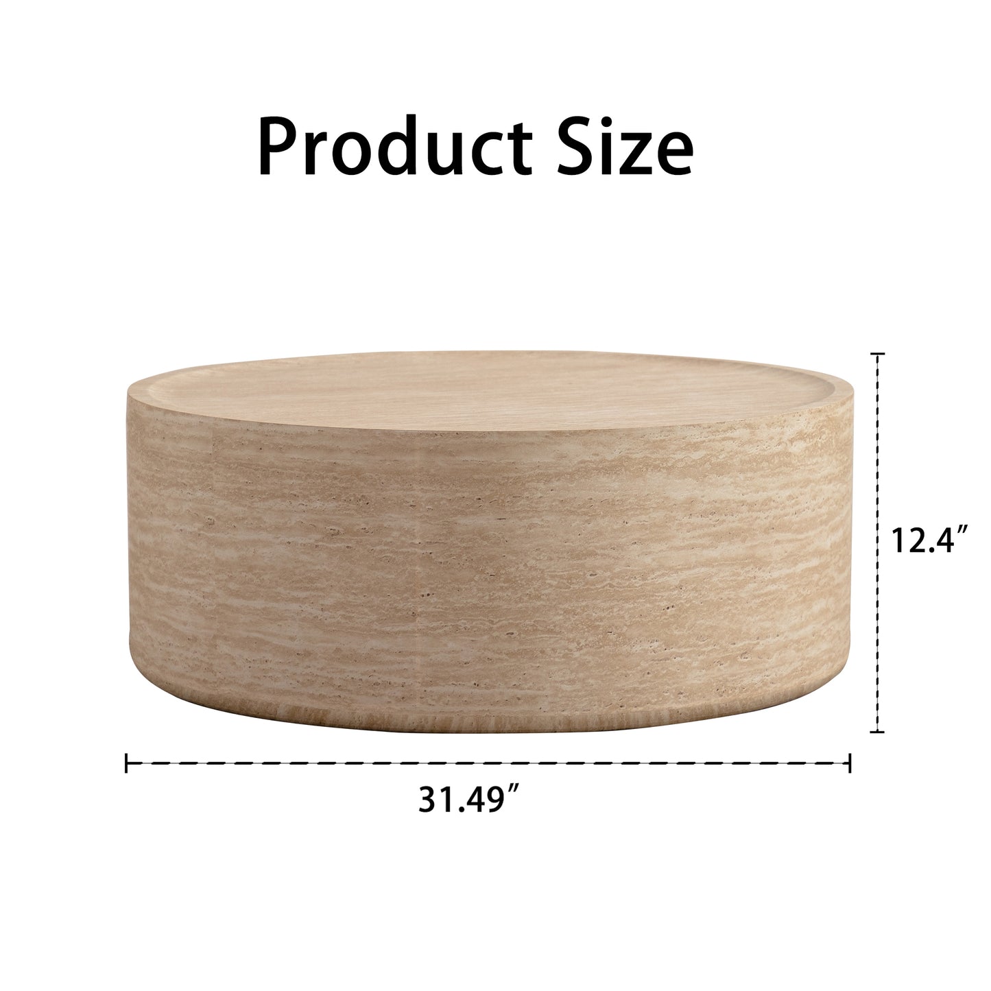 31.5'' Round Coffee Table with Mars Pattern for Living Room, Modern Drum Circle Coffee Table for Living Room, No Need Assembly (Mars Pattern) image 9