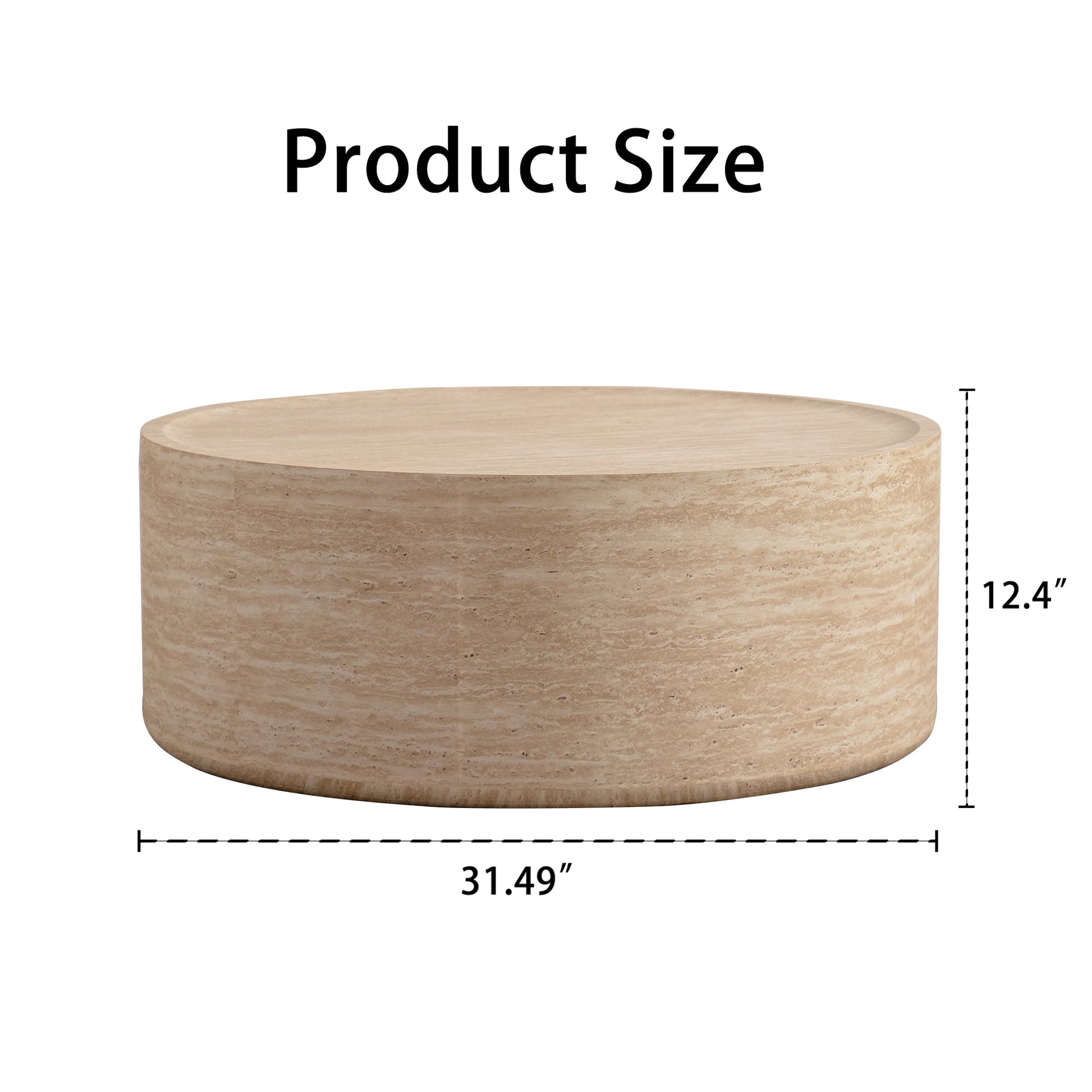 31.5'' Round Coffee Table with Mars Pattern for Living Room, Modern Drum Circle Coffee Table for Living Room, No Need Assembly (Mars Pattern) image 9
