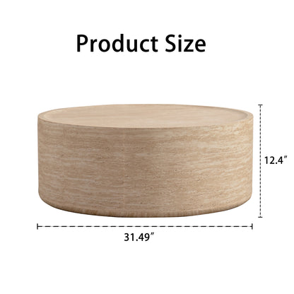 31.5'' Round Coffee Table with Mars Pattern for Living Room, Modern Drum Circle Coffee Table for Living Room, No Need Assembly (Mars Pattern) image 9