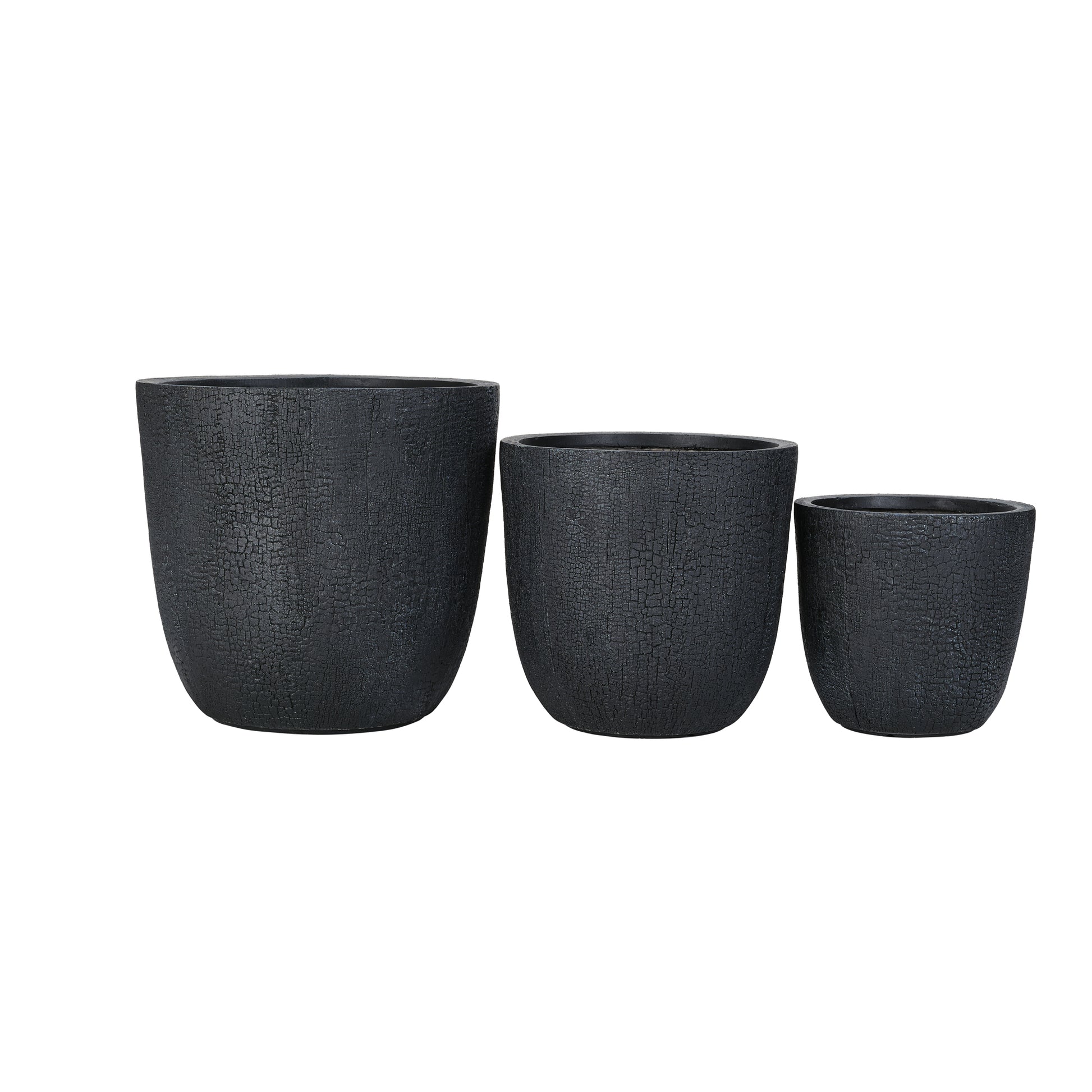 U_STYLE Lightweight MGO Planter Set of 3,16.93"+13.78"+11.02" Dia Round Concrete Stackable Flower Pots with Drainage Holes and Rubber Plug,Crackle Stone Texture for Patio Garden Balcony Indoor Outdoor image 11