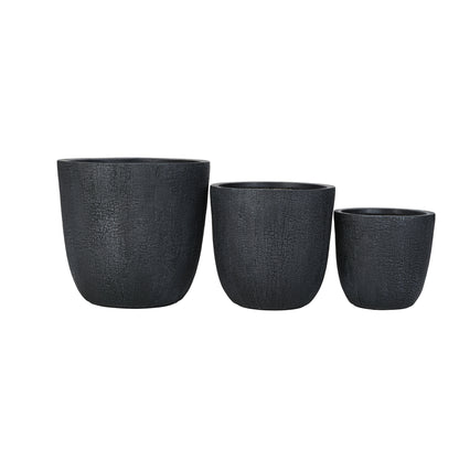 U_STYLE Lightweight MGO Planter Set of 3,16.93"+13.78"+11.02" Dia Round Concrete Stackable Flower Pots with Drainage Holes and Rubber Plug,Crackle Stone Texture for Patio Garden Balcony Indoor Outdoor image 11