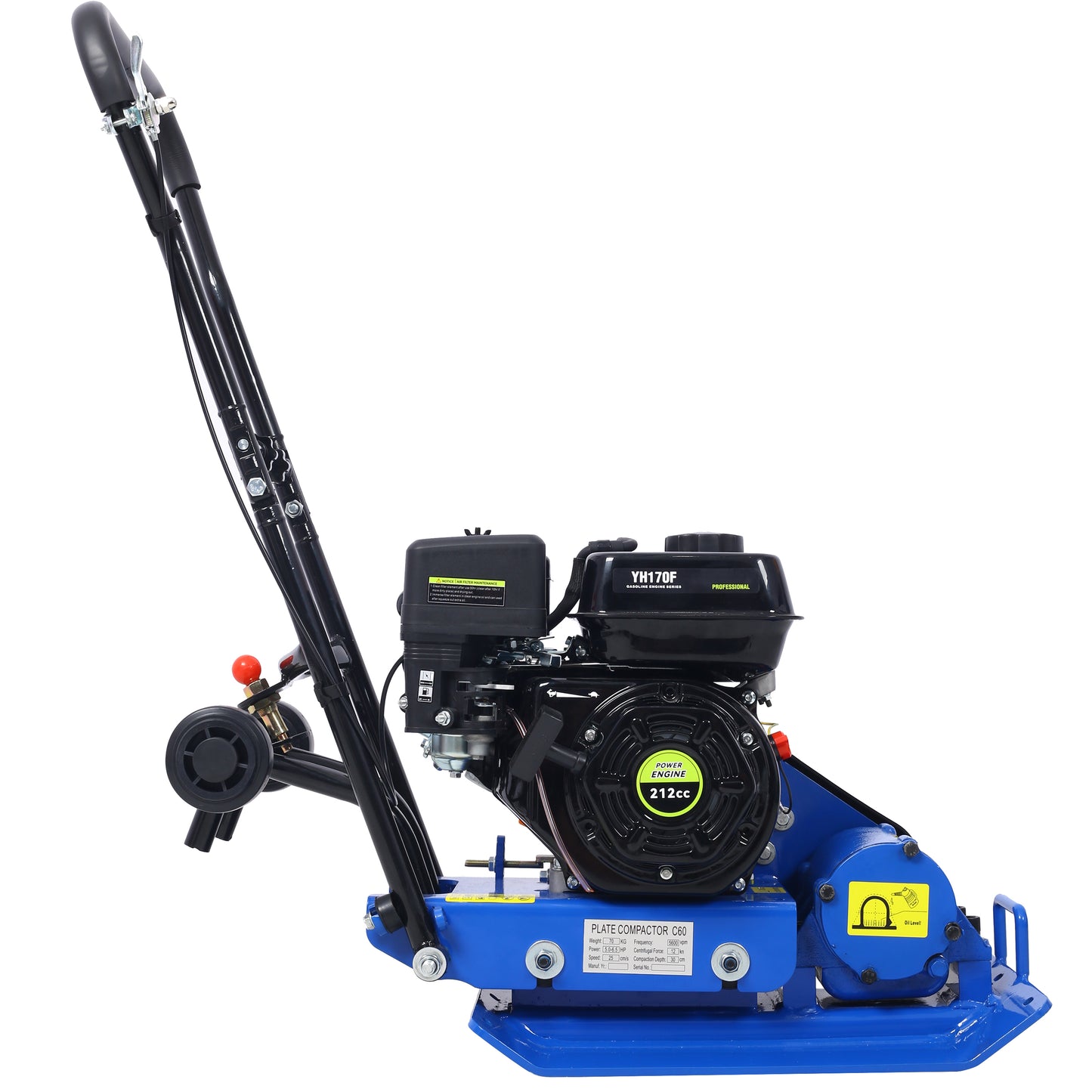 212cc 7.0HP 5600VPM Gas Vibration Compaction Force 20 x 14 inch Plate Compactor w/Built-in Wheel,EPA compliant image 5