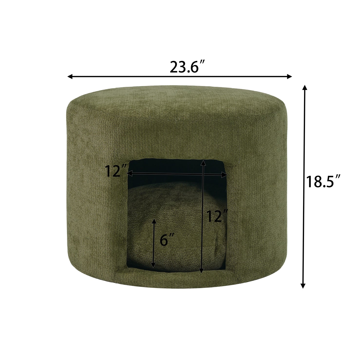 Green Pet Friendly Ottoman with Removable Pet Cushion, Hidden Pet Nook, Acacia Wood Legs, 220 lbs Capacity, Upholstered Footrest Stool for Living Room image 2