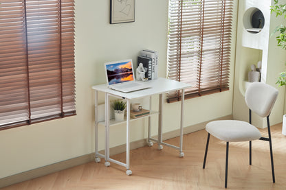 Folding Desk Small Foldable Desk for Small Space, 31.5 Inches Writing Computer Desk in Study, Home Office Foldable Office Desk for Bedroom 80*58,white image 1