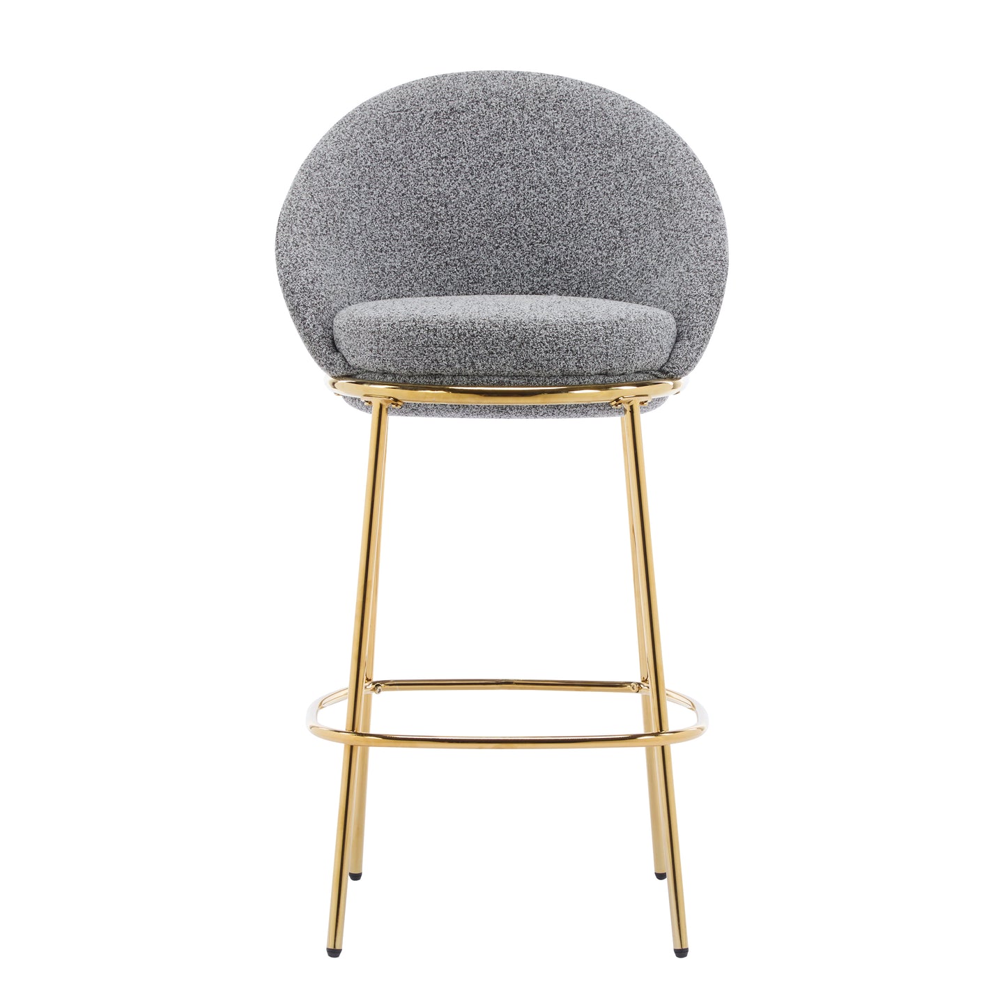 Celano Indoor Metal Upholstered Barstool, Gold-Plated Frame and Mixed Gray Upholstery, Set of 2 image 7