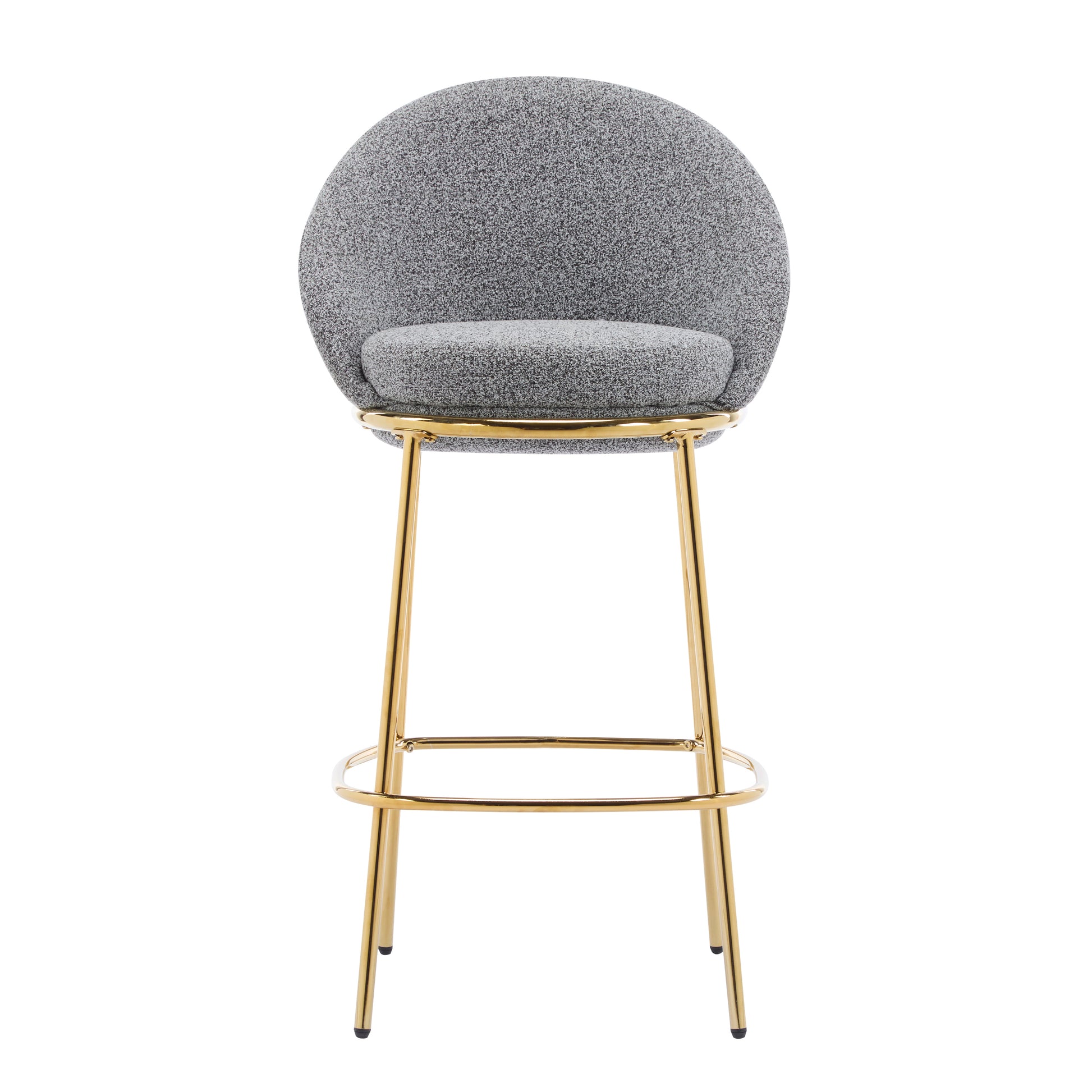 Celano Indoor Metal Upholstered Barstool, Gold-Plated Frame and Mixed Gray Upholstery, Set of 2 image 7