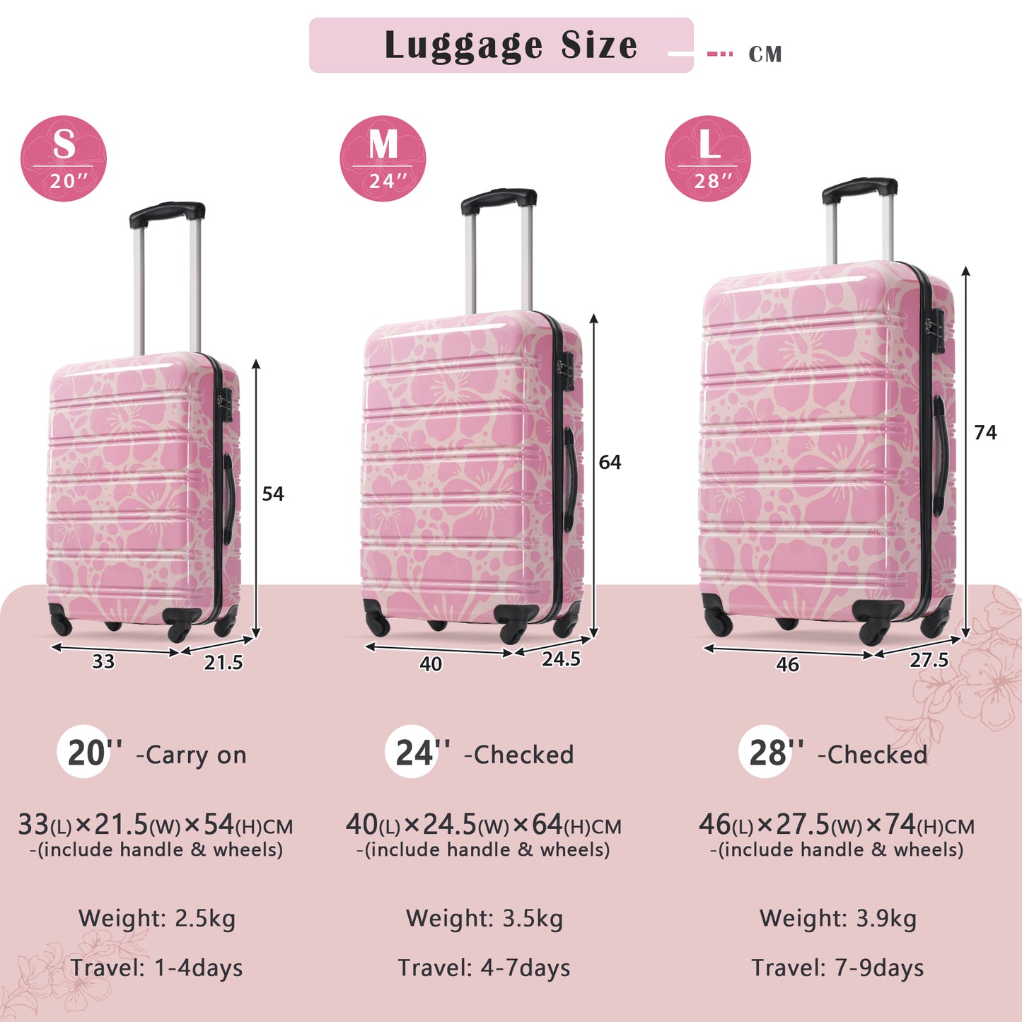 Hardshell Luggage Sets 3 pcs Spinner Suitcase with TSA Lock Lightweight-20"+24"+28" Luggages image 3