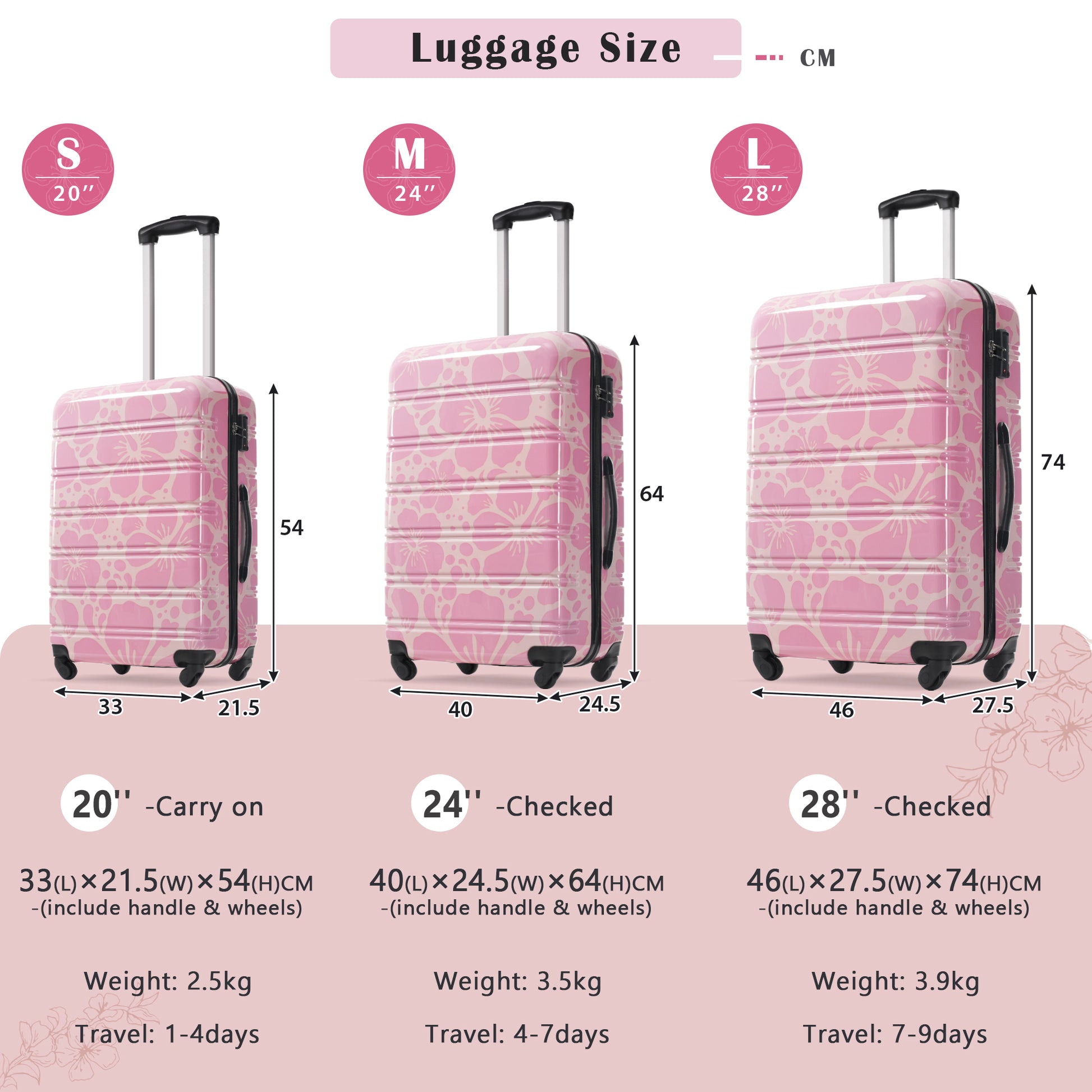 Hardshell Luggage Sets 3 pcs Spinner Suitcase with TSA Lock Lightweight-20"+24"+28" Luggages image 3