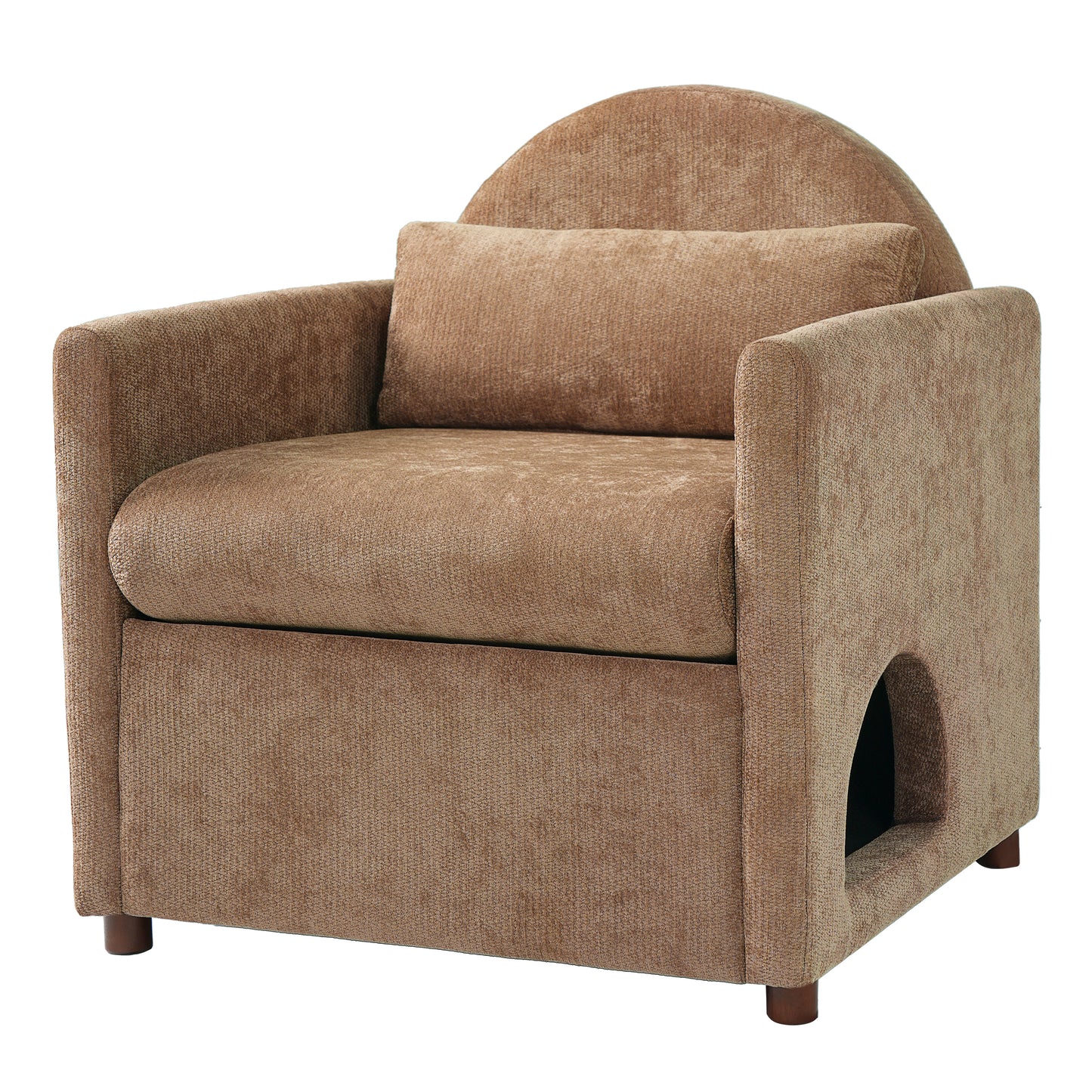 Coffee Pet Friendly Accent Chair with Hidden Pet Nook, Acacia Wood Legs, 220lbs Weight Capacity, Modern Upholstered Armchair for Living Room image 6