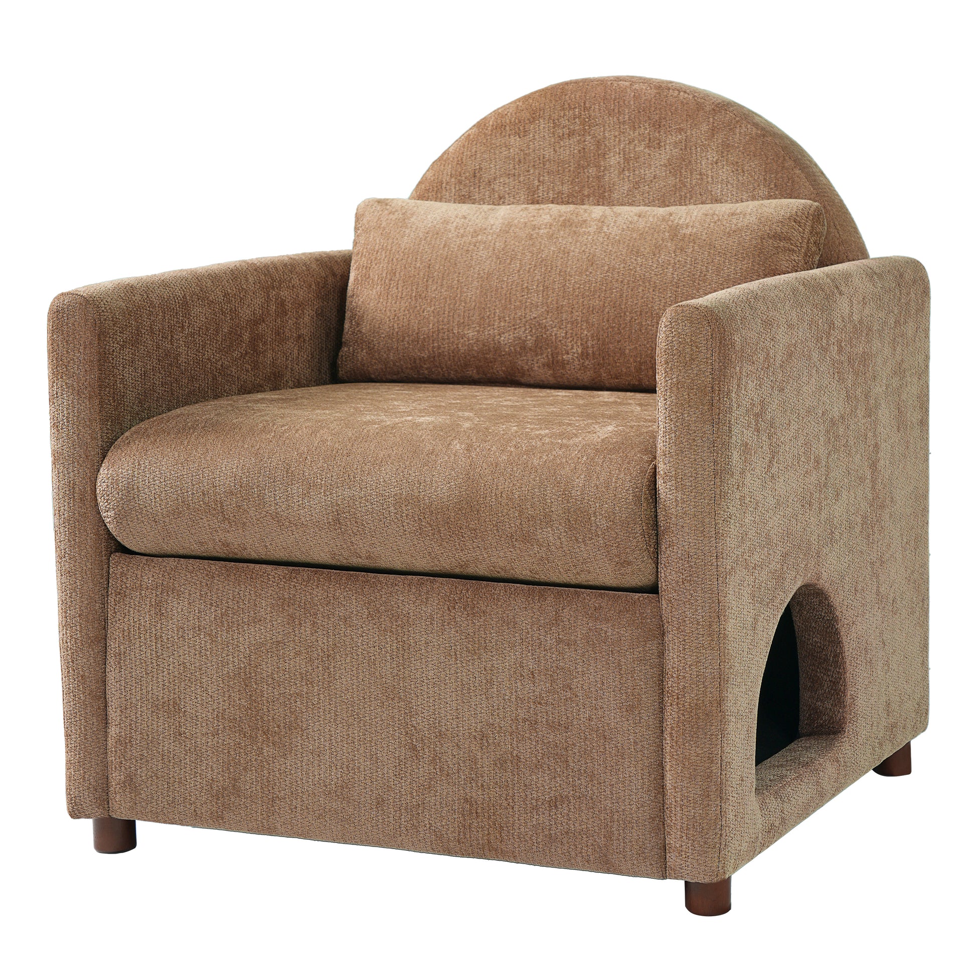Coffee Pet Friendly Accent Chair with Hidden Pet Nook, Acacia Wood Legs, 220lbs Weight Capacity, Modern Upholstered Armchair for Living Room image 6