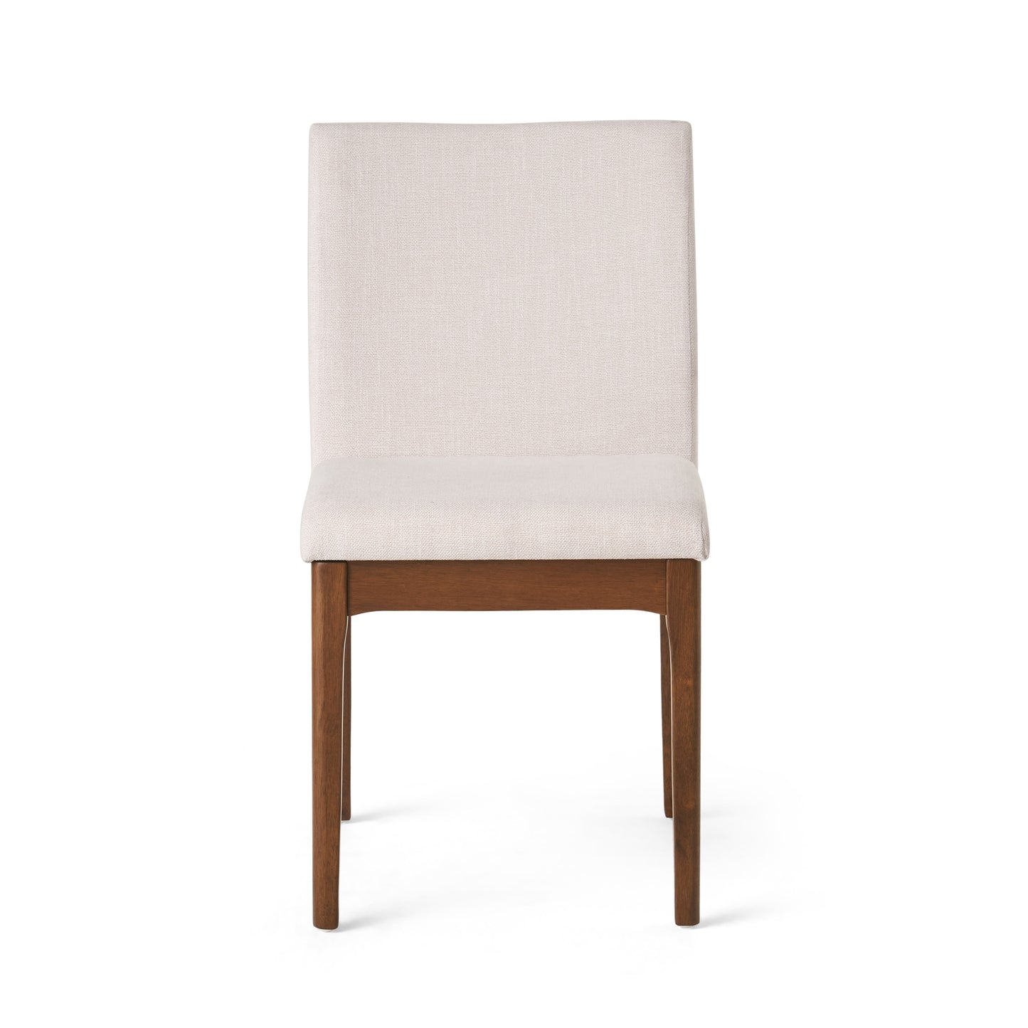 Set of 2 Contemporary Dining Chairs - Upholstered Seat and Backrest, Rubberwood Legs, Walnut + Light Beige (same sku: 58924.00WNT / N759P288155K) image 12
