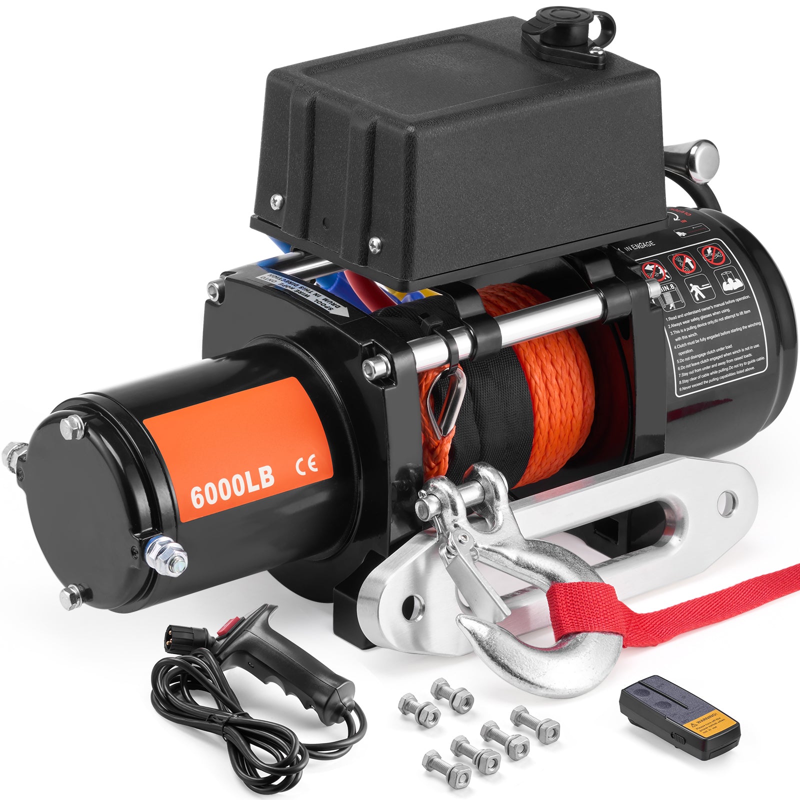Electric Winch for Truck 6000 lb Synthetic Rope Waterproof Remote Control image 4