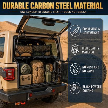 Black Rear Trunk Cargo Rack Basket Tray For 2007-2026 Jeep Wrangler JK JL Unlimited 4-Door (Exclude Sky One-Touch Power Top) Hardtop Heavy Duty Steel Interior Storage image 6