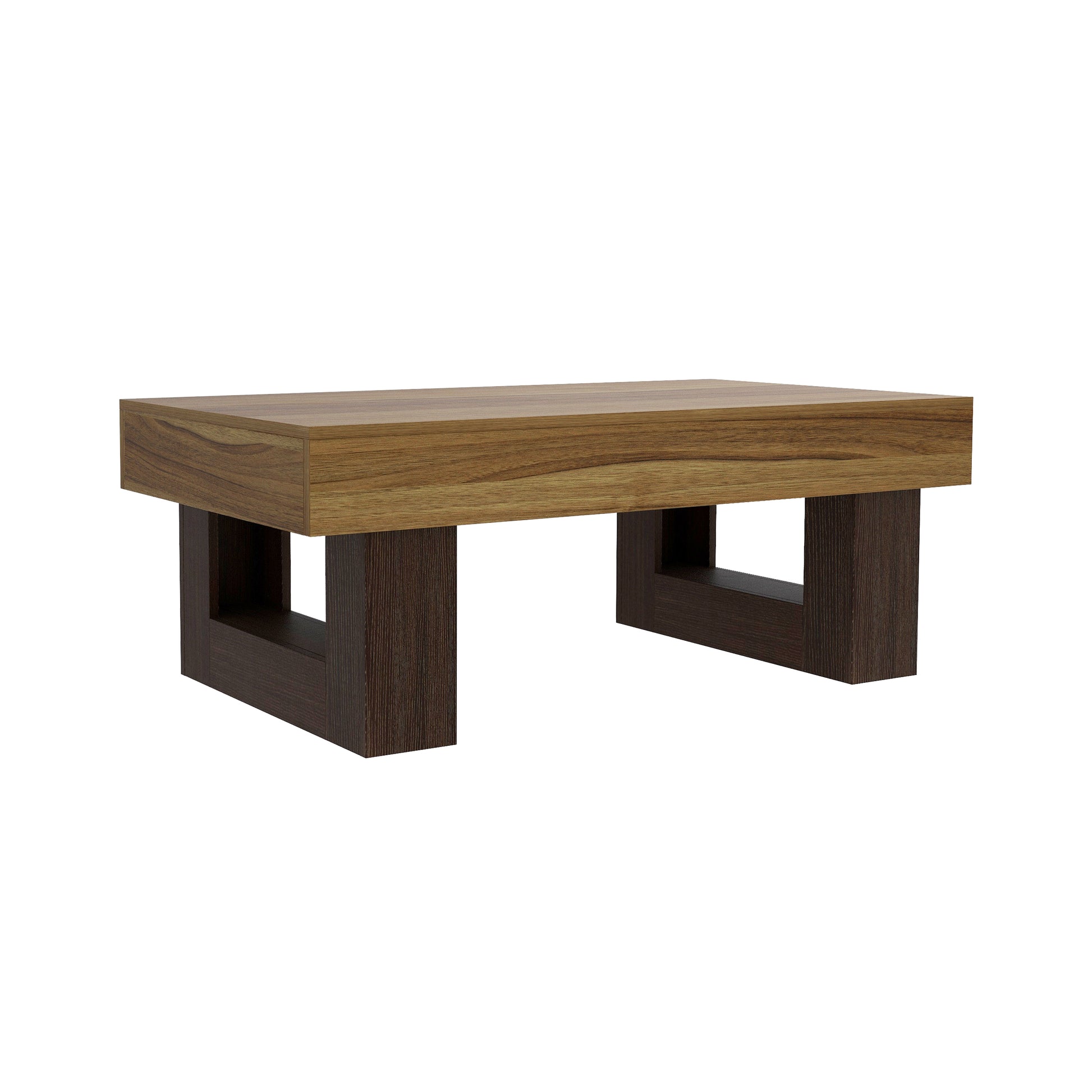 42 Inch Wood Rectangular Coffee Table, All MDF Farmhouse Accent Center Low Cocktail Tea Table with Sturdy Base for Living Room-Rustic Brown image 9