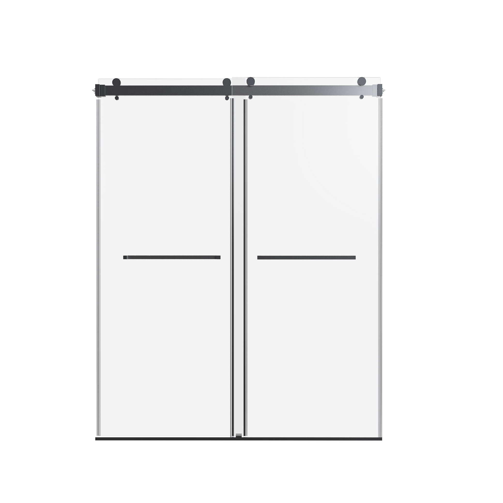 For 56-60 inches *76 inches Frameless Double Sliding Shower Door in Matte Black, 3/8 inches (10mm) Thick SGCC Tempered Glass Door, Reversible Installation, No Soft-Close image 12