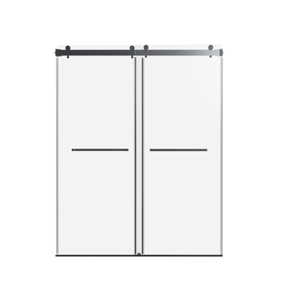 For 56-60 inches *76 inches Frameless Double Sliding Shower Door in Matte Black, 3/8 inches (10mm) Thick SGCC Tempered Glass Door, Reversible Installation, No Soft-Close image 12