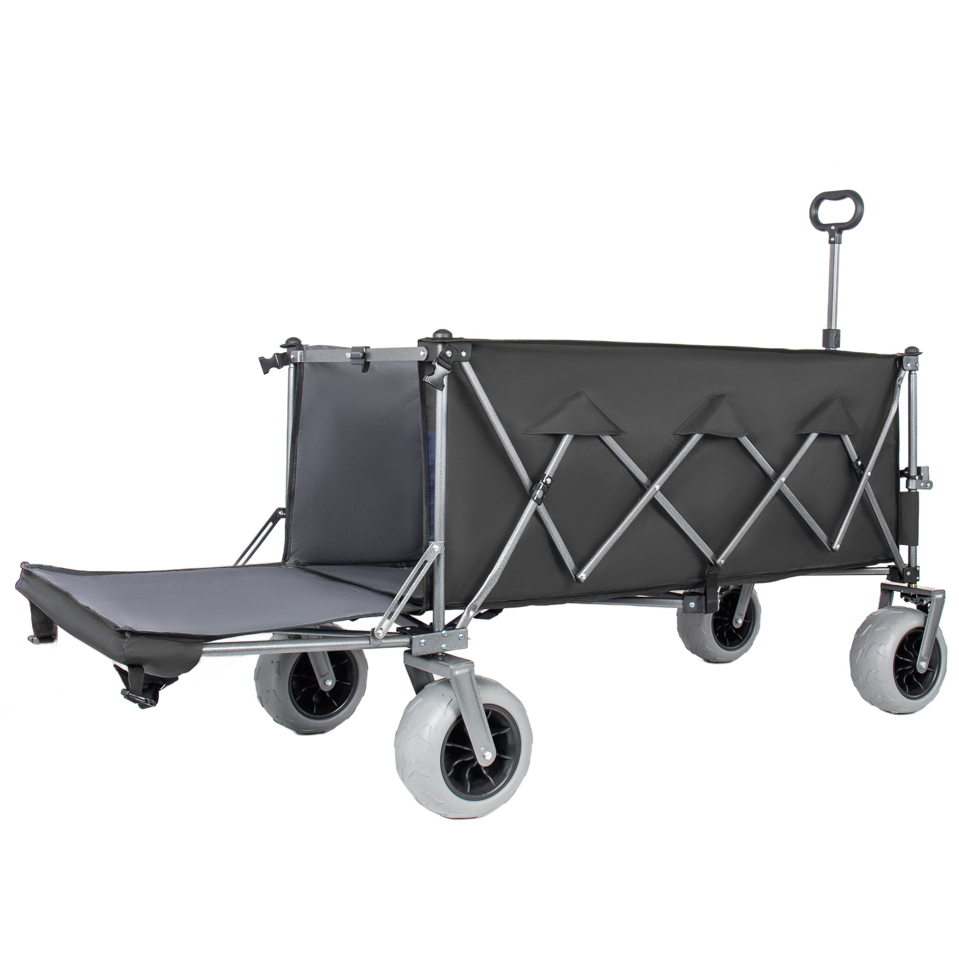 67in Extra long large Heavy Duty Utility Beach Wagons with Opened Tailgate and All-Terrain Wheels, 500lbs Capacity, Patented Ultra-Stable Frame, No Assembly Needed, Black+Gray image 11