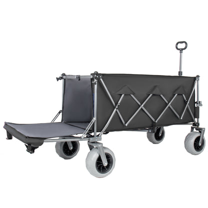 67in Extra long large Heavy Duty Utility Beach Wagons with Opened Tailgate and All-Terrain Wheels, 500lbs Capacity, Patented Ultra-Stable Frame, No Assembly Needed, Black+Gray image 11
